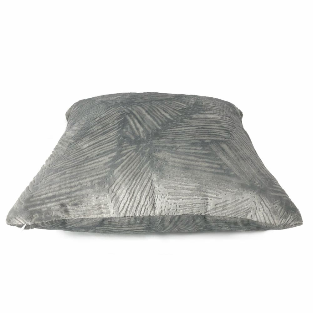 Isla Gray Crosshatch Leaf Texture Velvet Pillow Cover - Soft Decorative Cushion Case for Sofa, Bed, Living Room & Home Decor