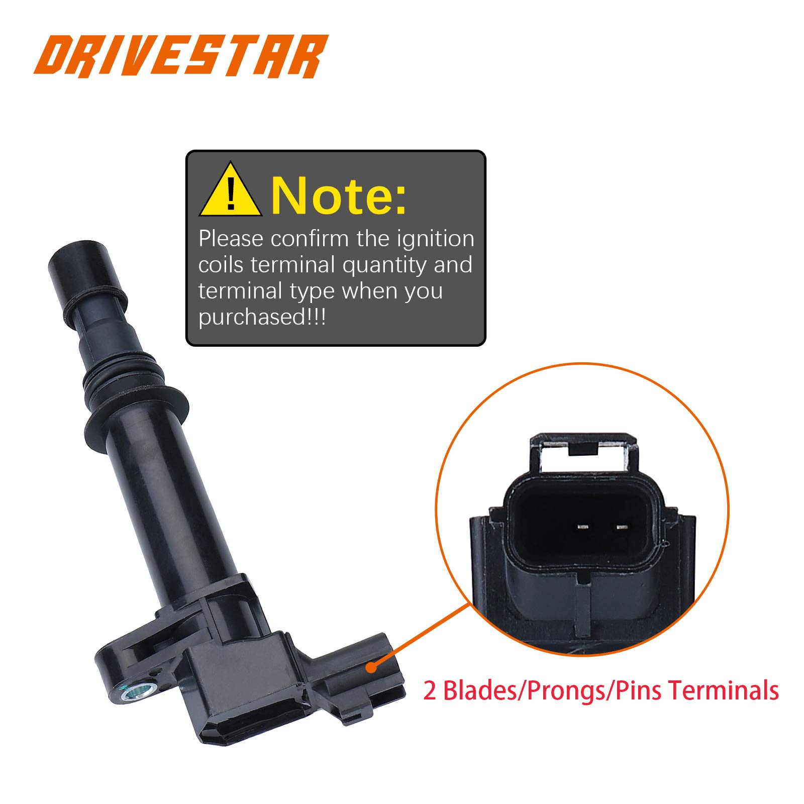 DRIVESTAR 6 Pack UF270 Ignition Coil Pack Compatible with 2005-2008 Jeep Grand Cherokee, 2006-2008 Commander, 2002-2008 Liberty, 2006-2009 Mitsubishi Raider 3.7L V6 - Replaces UF399 UF297 - High Performance Engine Ignition System for Smoother Acceleration & Fuel Efficiency