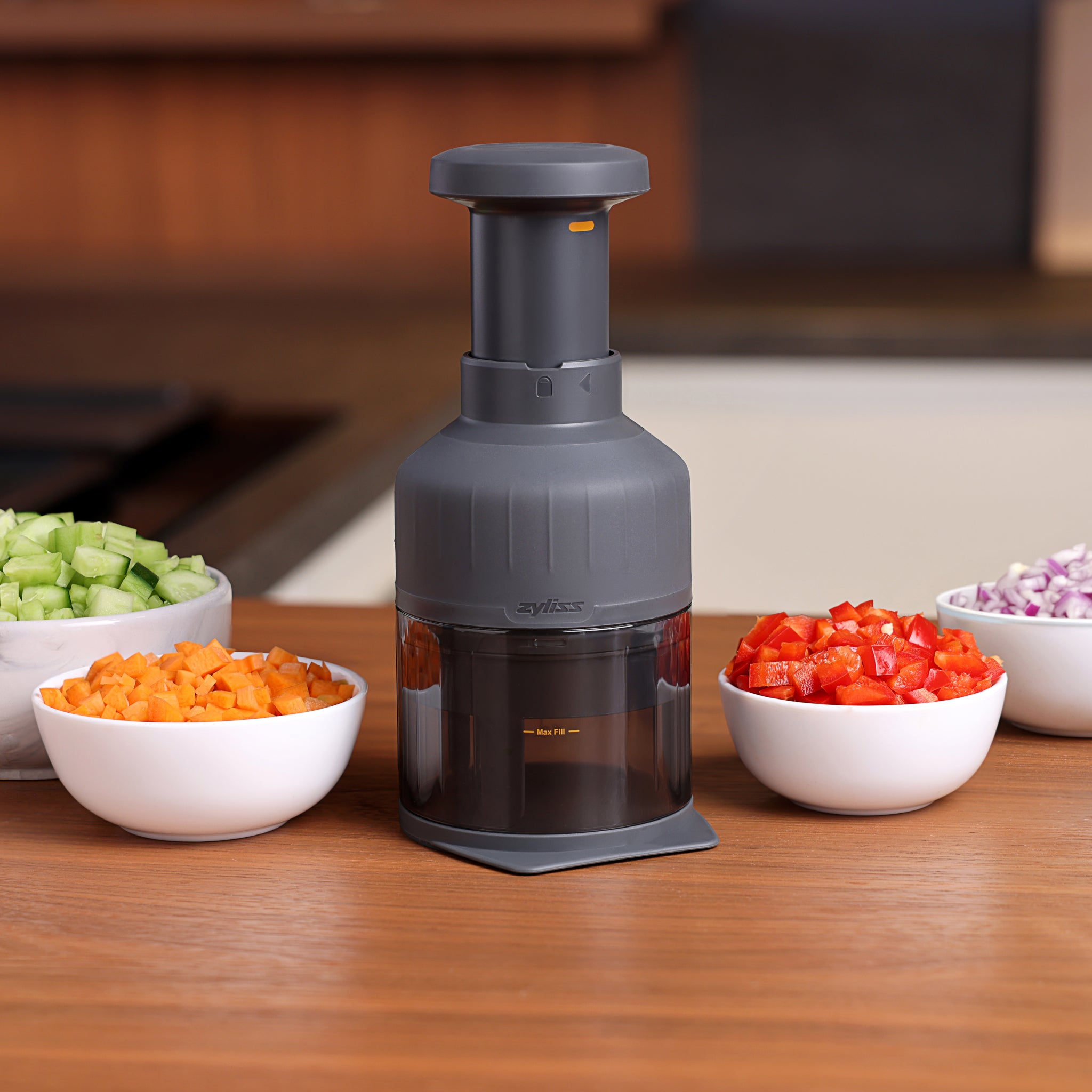 Zick Zick 3-in-1 Multi-Functional Food Chopper - Kitchen Vegetable Slicer, Dicer & Grinder - Perfect for Meal Prep, Salad Making & Baby Food - BPA Free & Easy to Clean