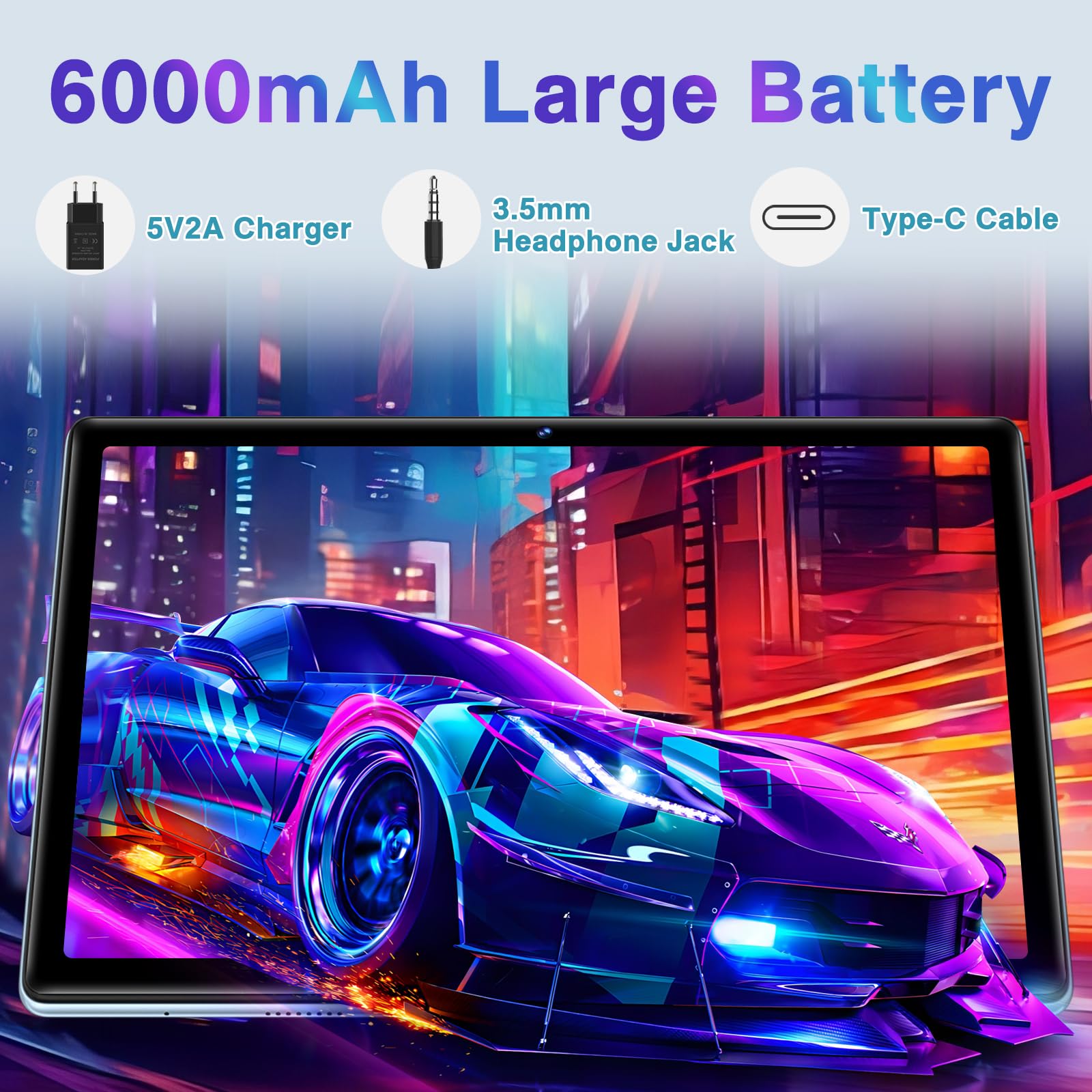 DEERTiME 2024 Android 14 Tablet - 20GB RAM 128GB ROM (Expandable to 1TB), 5G WiFi, Octa-Core 1.8GHz, Bluetooth 5.0, 8MP+5MP Camera, GMS Certified, Widevine L1, GPS - with Keyboard (Blue) | Perfect for Work, Study, Streaming & Gaming