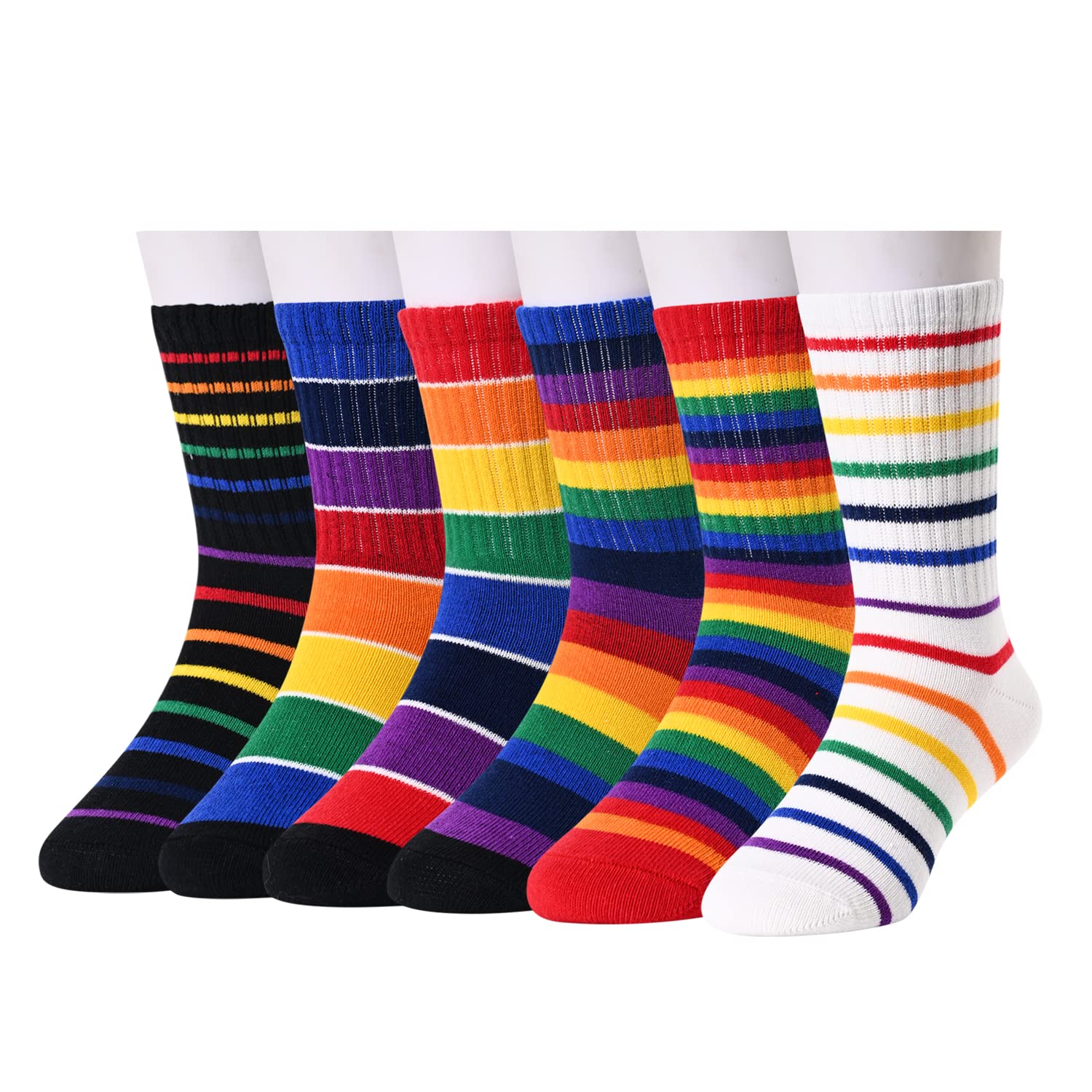 Colorful Rainbow Striped Baby Socks for Girls - Soft Cotton Toddler Socks (3/4/6 Pack) - Perfect for Playtime, School & Special Occasions