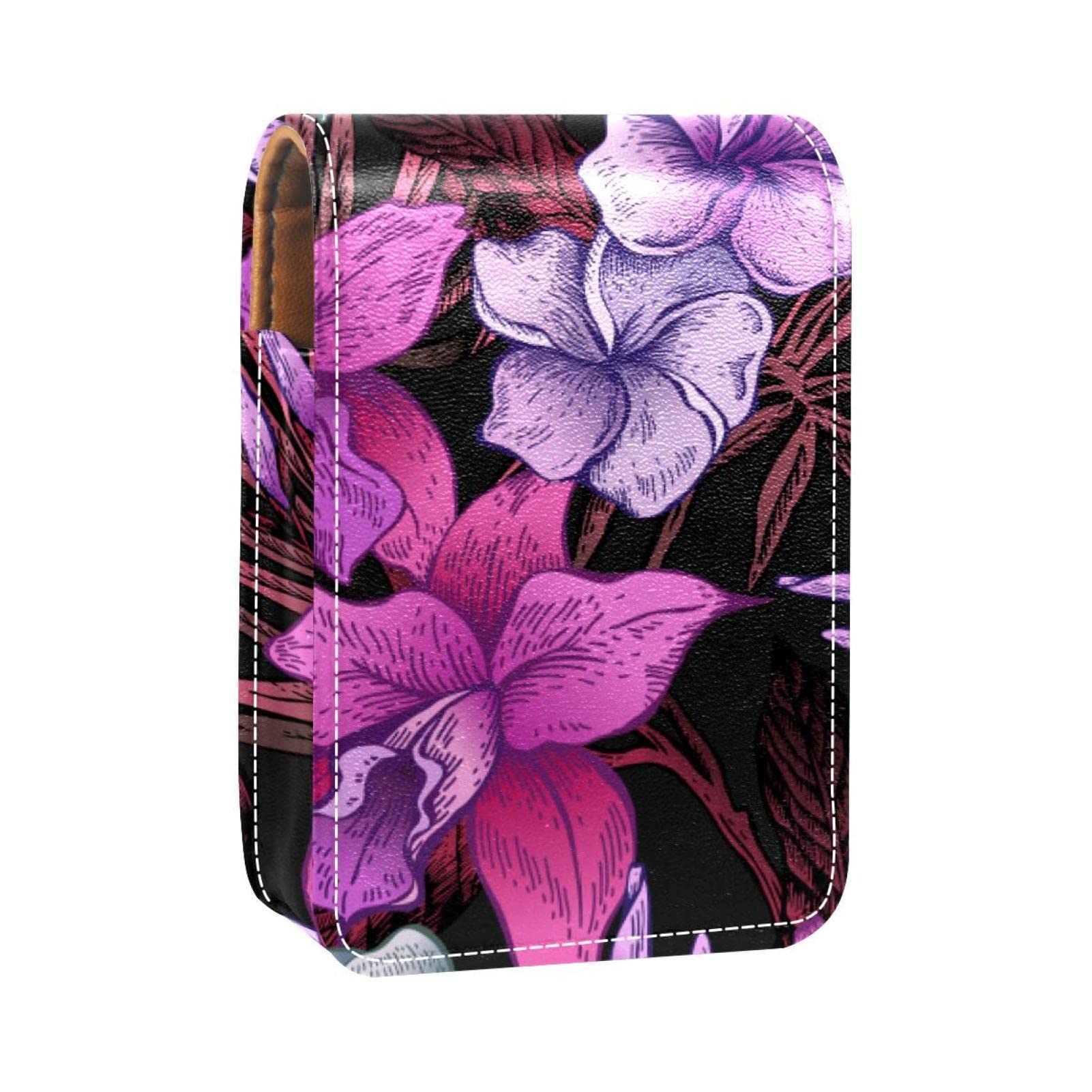 Personalized Lipstick Case - Vintage Floral Tropical Cosmetic Pouch for Women | Portable Makeup Organizer & Lipstick Holder | Perfect for Travel, Purse, and Daily Beauty Essentials