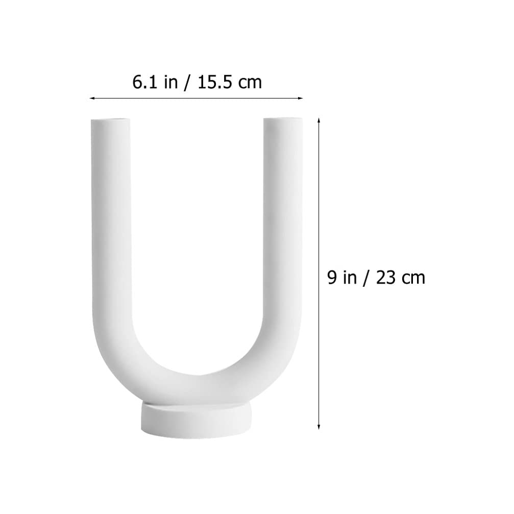VOSAREA Ceramic U-Shaped Candlestick Holder - Modern Taper Candle Holder & Flower Vase - Elegant Table Centerpiece for Wedding, Birthday Party, Home Decor (Perfect for Dining Table, Mantel, and Event Decorations)