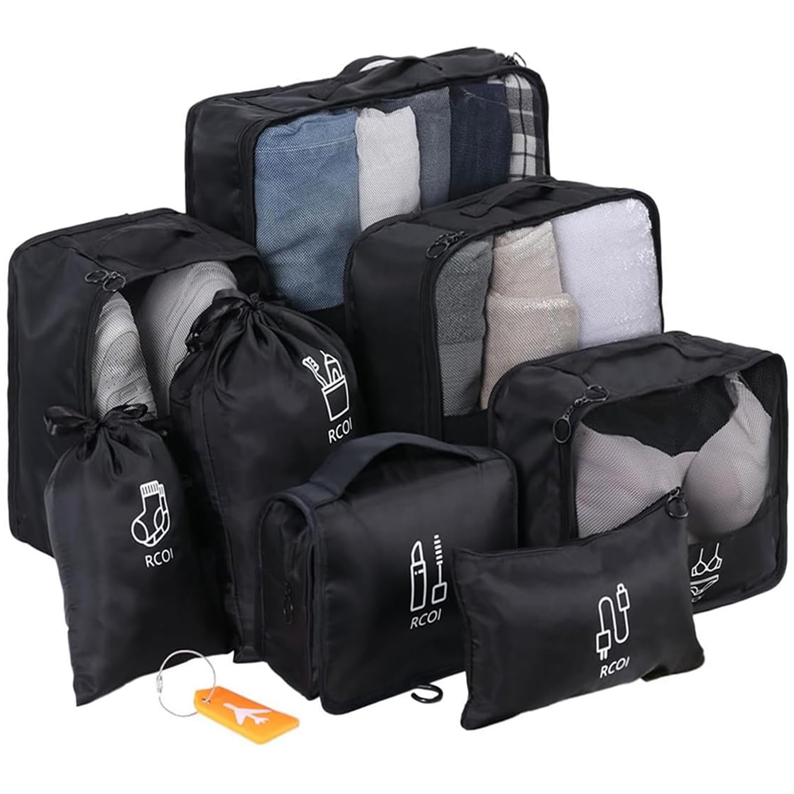 9PCS Travel Packing Cubes Set - Suitcase & Luggage Organizer Bags for Efficient Travel Packing - Perfect for Business Trips, Vacations & Family Travel - Keep Your Suitcase Neat & Tidy