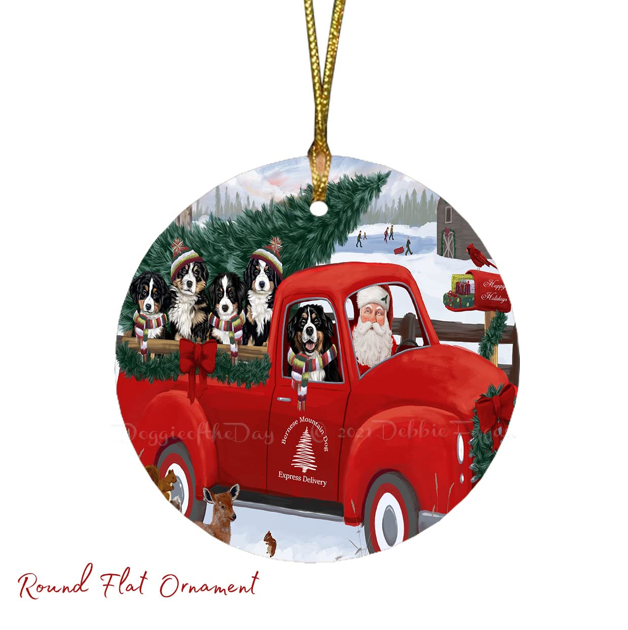 Premium Christmas Gift Basket for Dog Lovers - Santa Express Delivery with Red Truck Design, Bernese Mountain Dog Themed Blanket, Pillow, Coasters, Magnet, Coffee Mug & Ornament Set | Perfect Holiday Gift for Pet Owners, Home Decor & Cozy Winter Nights