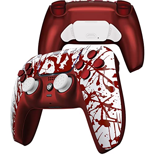 HexGaming Rival Wireless PS5 Controller with 2 Paddles, Interchangeable Thumbsticks & Fast Shot - Custom FPS Gamepad for PC/PS5 (Bloody White) | Perfect for Competitive Gaming, First-Person Shooters & eSports Tournaments