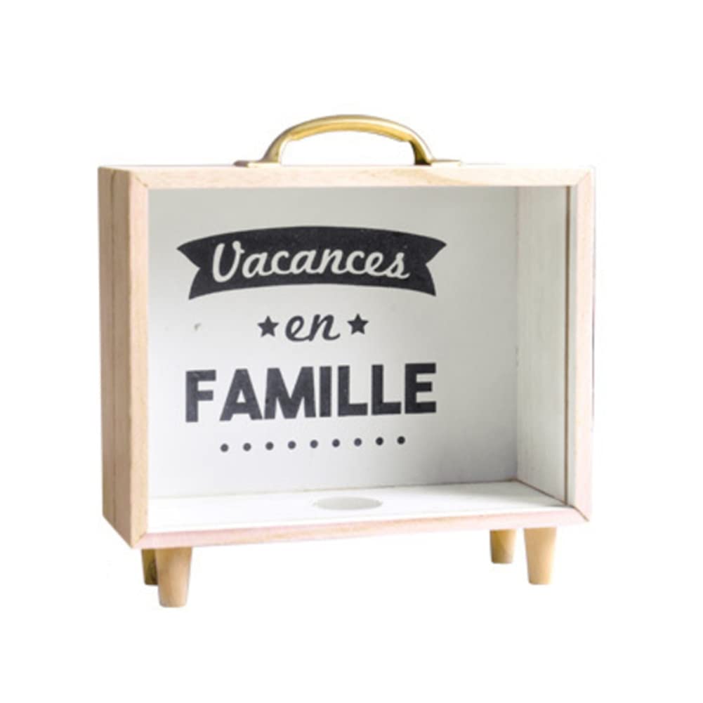 Handcrafted Wooden Piggy Bank for Adults - Natural Wood Money Box & Coin Bank with Shadow Box Frame - 8.2 x 7.5 x 2.8 Inch Decorative Savings Box - Perfect for Wedding Gifts, Travel Fund Savings & Home Décor