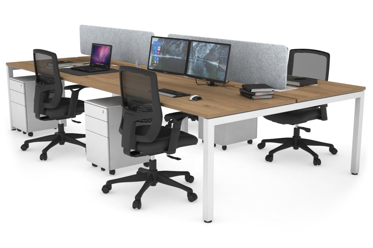 4-Person Office Workstation with Quadro Square Legs - 1800L x 800W Desk with Cable Management Scallop | Perfect for Collaborative Workspaces & Open Office Environments