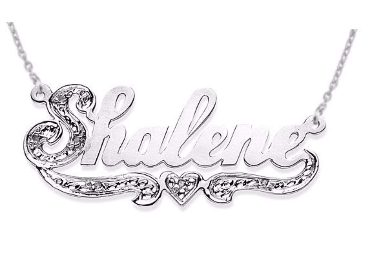 Rylos Personalized Nameplate Necklace for Women & Men - 0.10 Carat Diamond, Sterling Silver or Gold Plated, Shiny Custom Jewelry - Perfect for Anniversaries, Gifts & Special Occasions