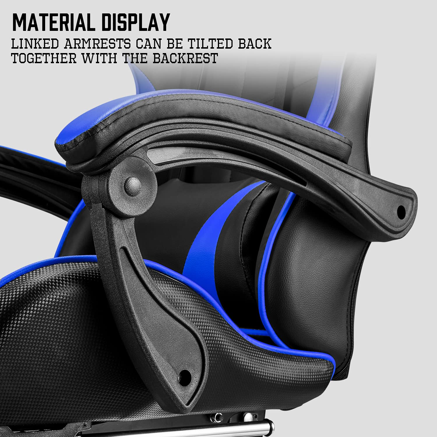 Soontrans Ergonomic Gaming Chair with Adjustable Headrest & Lumbar Support - Blue Computer Game Chair for PC, E-Sports with Retractable Footrest - Perfect for Home Office, Streaming & Pro Gaming Sessions (Storm Blue)