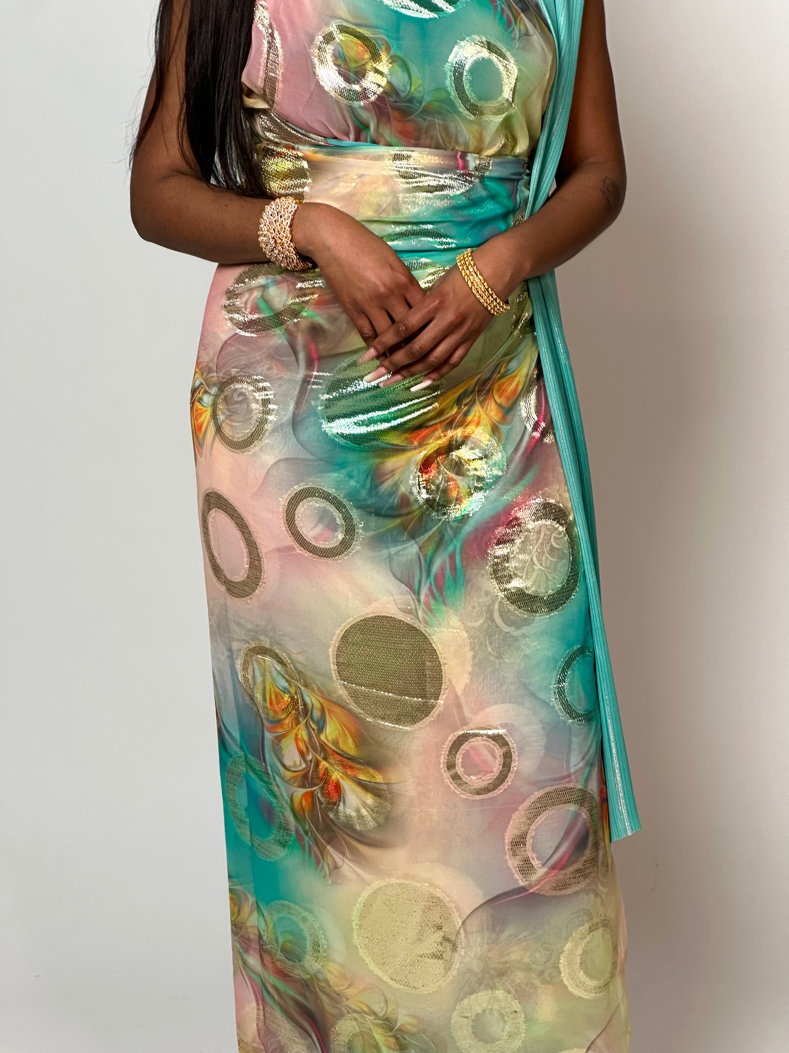 Rainbow Blue Somali Dirac/Guuntino Scarf - Elegant Handwoven Shawl for Women, Perfect for Weddings, Parties & Cultural Events