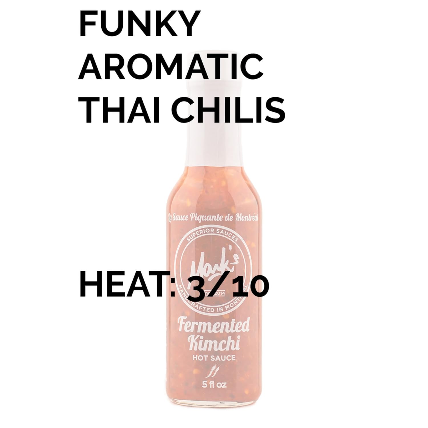 Heatonist Mark's Fermented Kimchi Hot Sauce - Mild Spicy Sauce with Kimchi, Thai Chili & Ginger | All-Natural Ingredients | 5 fl oz Bottle (1-Pack) | Perfect for Tacos, Wings & Asian Dishes