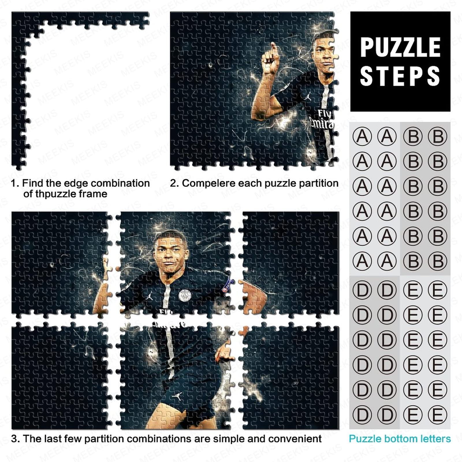 1000 Piece Football Puzzle for Adults & Teens - Kylian Mbappé Wooden Art Jigsaw DIY Game (52x38cm) - Perfect Gift for Family & Friends, Fun Home Activity, Sports Decor, Brain Teaser Challenge