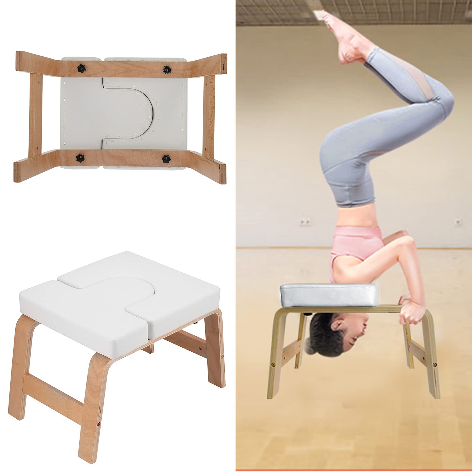 EVTSCAN Solid Wood Portable Yoga Headstand Bench - Balance Training Chair for Yoga, Fitness & Home Workouts - Perfect for Beginners & Advanced Yogis