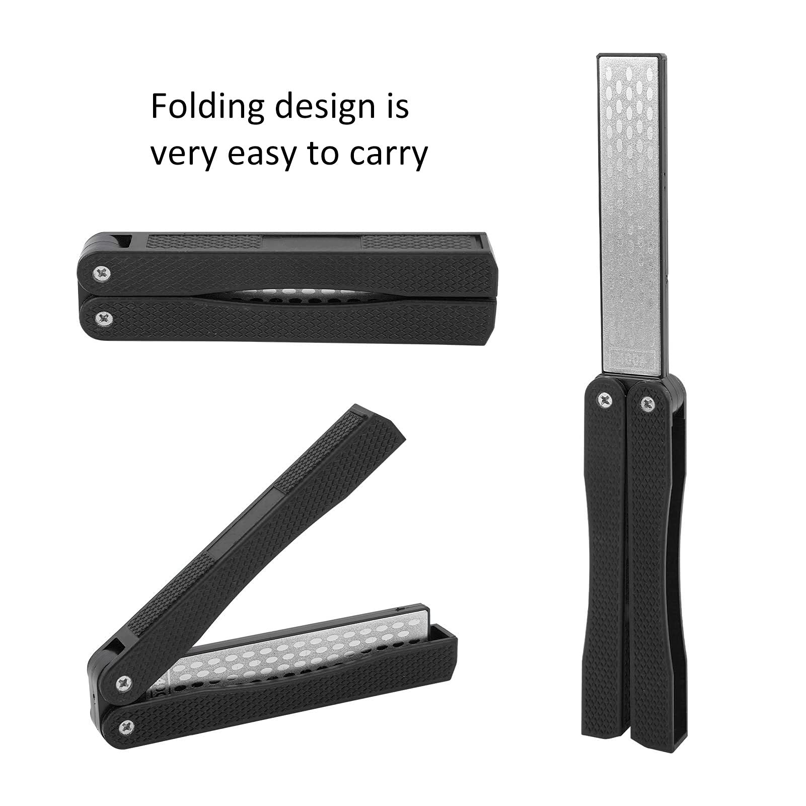 Portable Fan-Shaped Knife Sharpener for Kitchen, Camping & Picnic (Black)