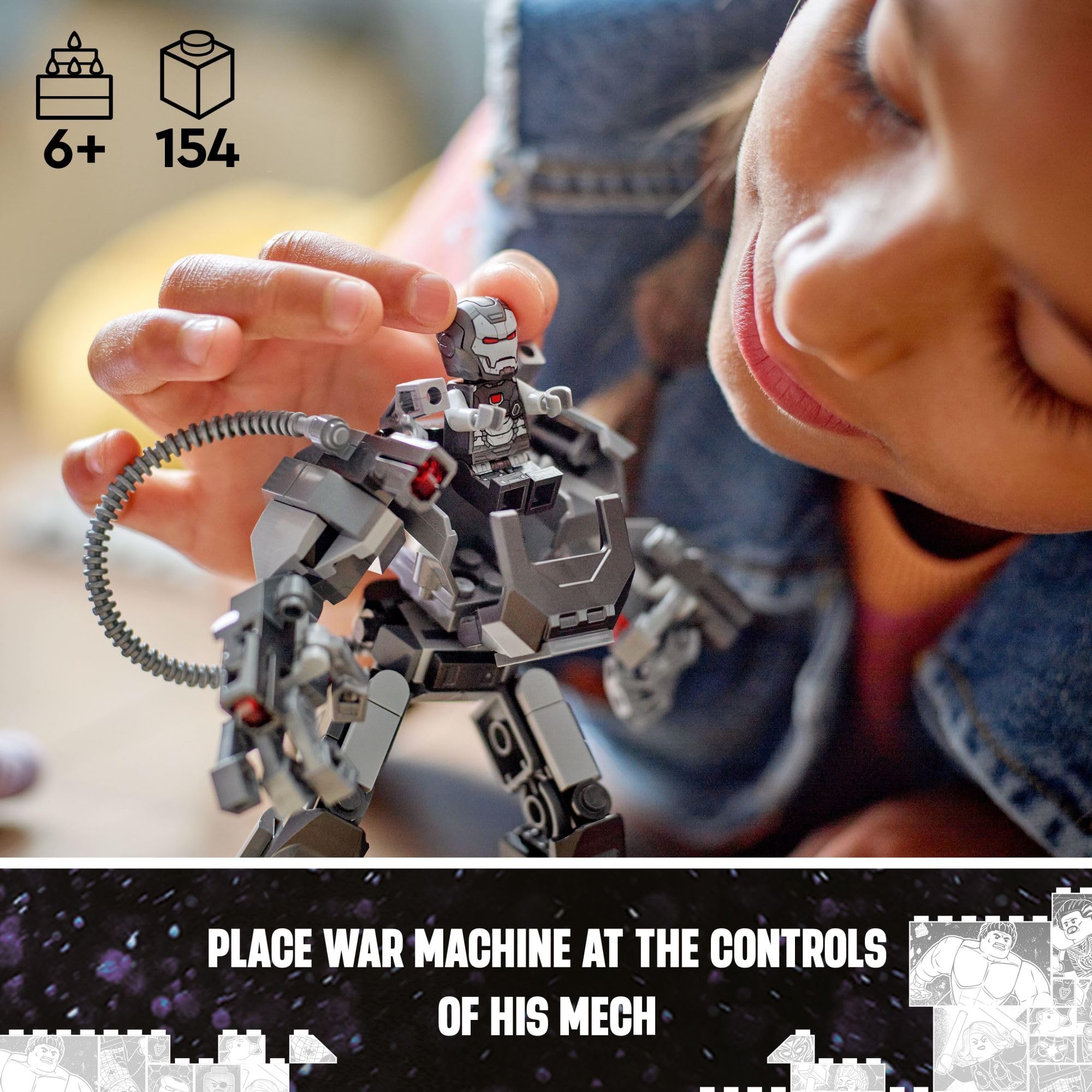 LEGO Marvel War Machine Mech Armor Building Set - 76277 | Buildable Action Figure Toy with 3 Stud Shooters | MCU Collectible for Kids Ages 6+ | Perfect Gift for Marvel Fans | Great for Playtime, Display & Superhero Role-Playing