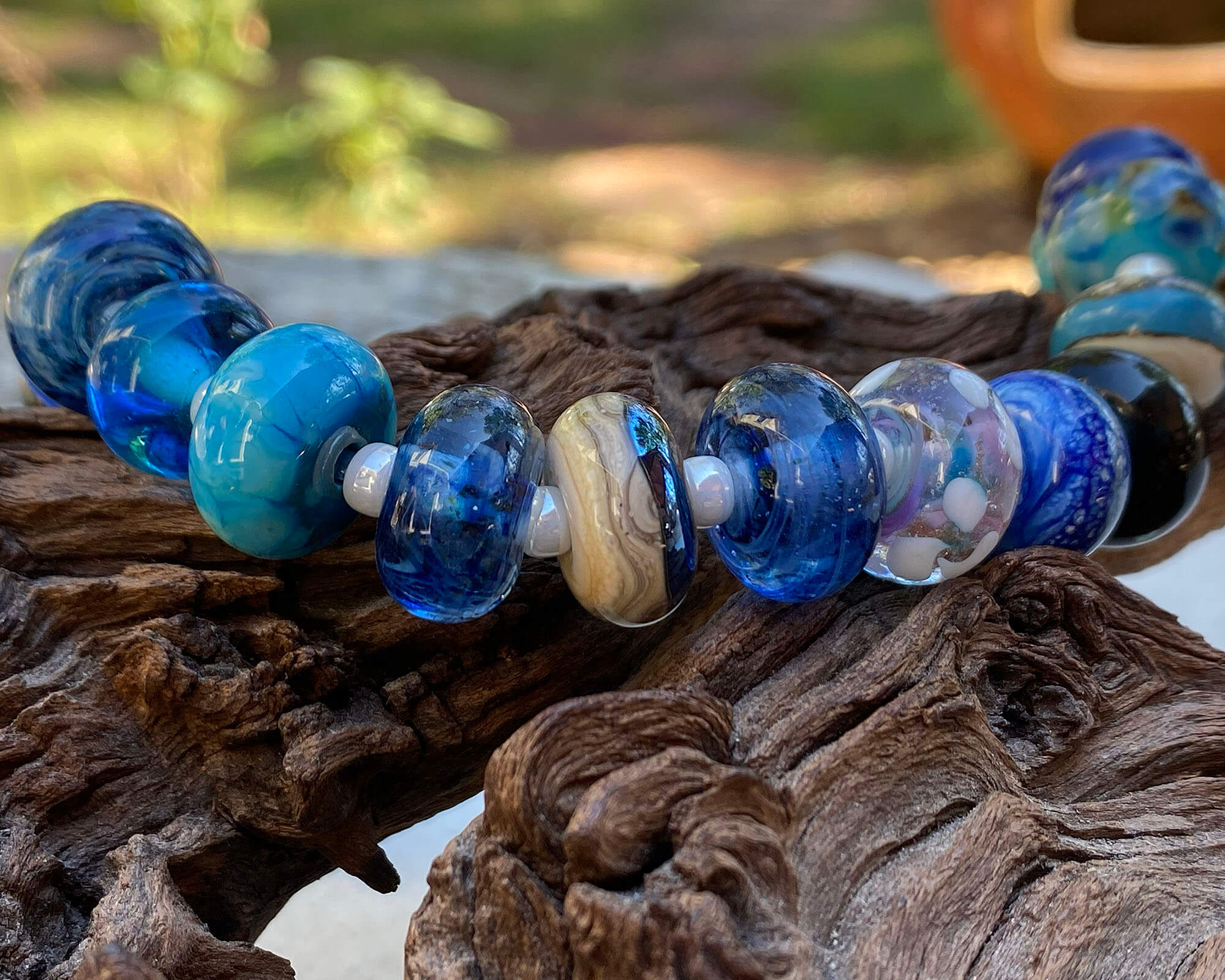22 Blue Orphan Lampwork Bead Set SRA - Handmade Glass Beads for Jewelry Making, DIY Crafts & Scrapbooking - Perfect for Necklaces, Bracelets & Home Decor