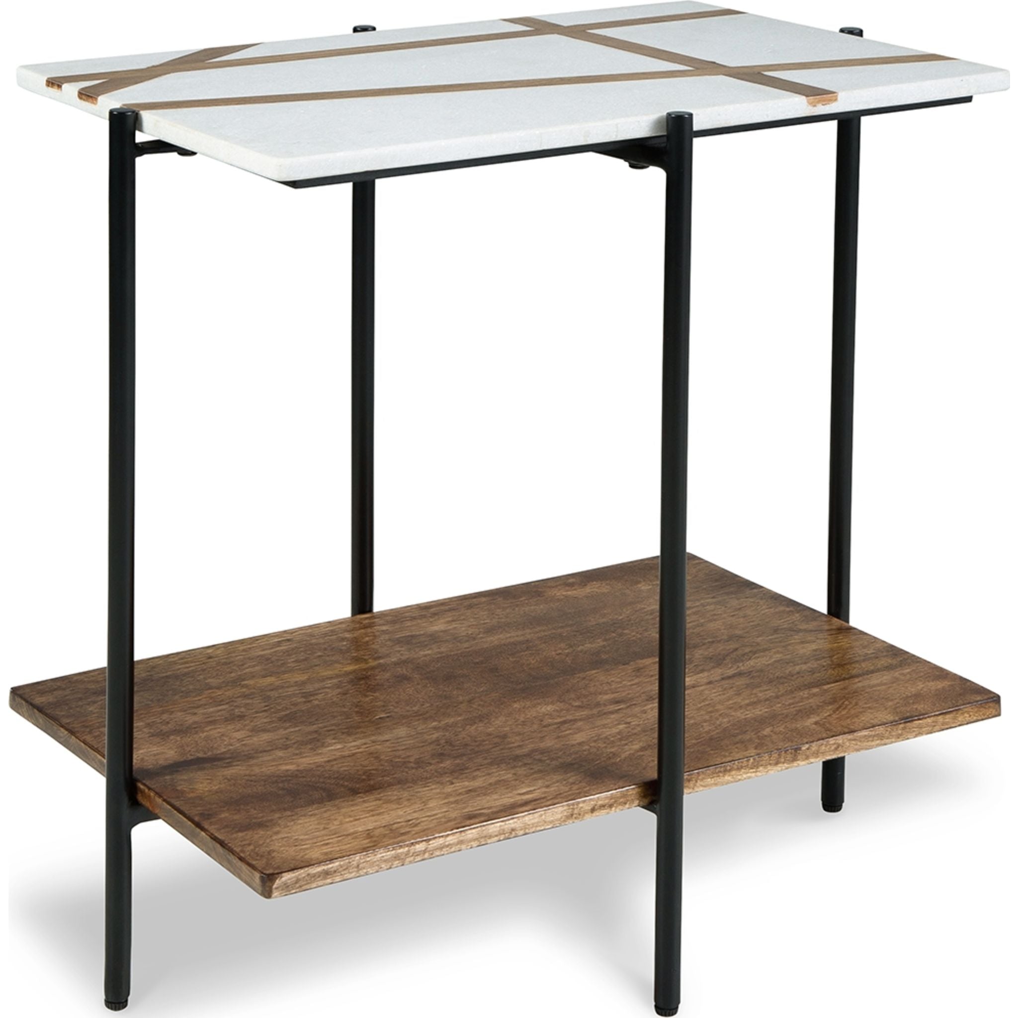 Braxmore Accent Table - White & Light Brown End Table for Living Room, Bedroom, or Entryway - Stylish Side Table for Home Decor