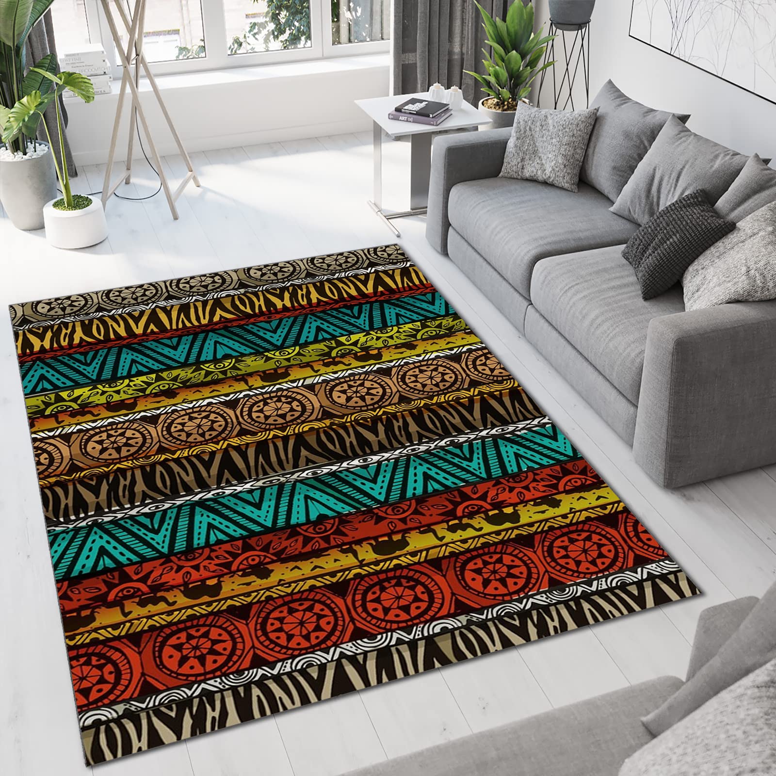 Vintage Printed Area Rug - Creative Design Living Room Carpet, Soft & Skin-Friendly, Breathable & Durable, 4x5ft - Perfect for Bedroom, Dining Room, School & Home Decor