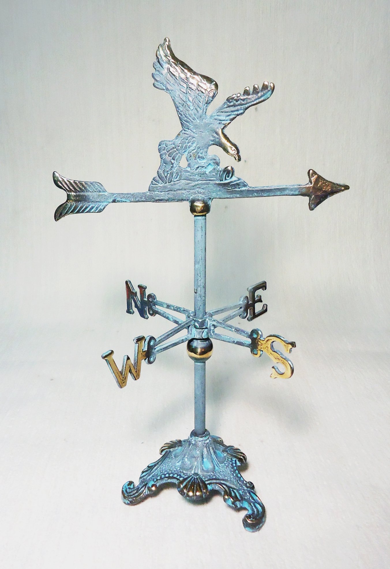 Brass Eagle Mini Weather Vane for Desk - 12.5 Inch Decorative Desktop Weathervane for Home Office Decor | Perfect for Garden Enthusiasts, Weather Lovers & Unique Gift Ideas