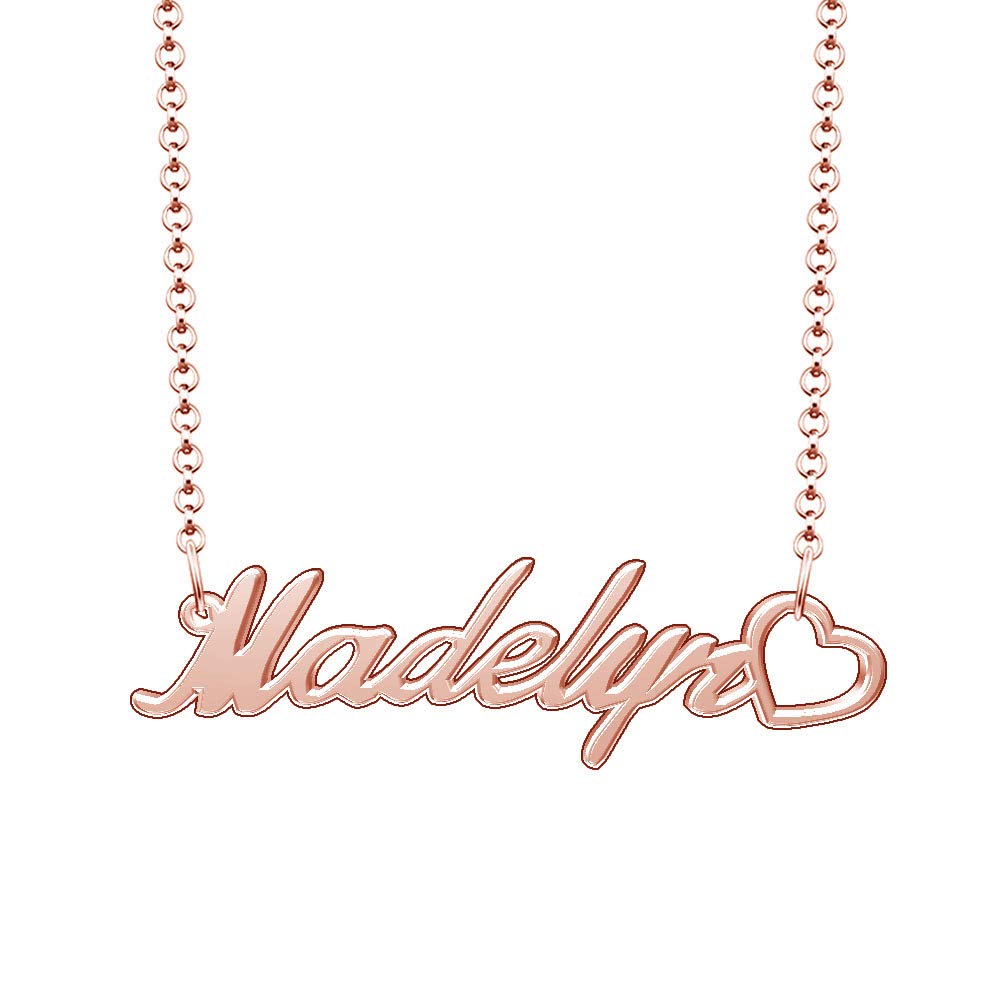 Personalized Rose Gold Plated Heart Pendant Necklace with Custom Name - Perfect Gift for Anniversary, Birthday & Valentine's Day