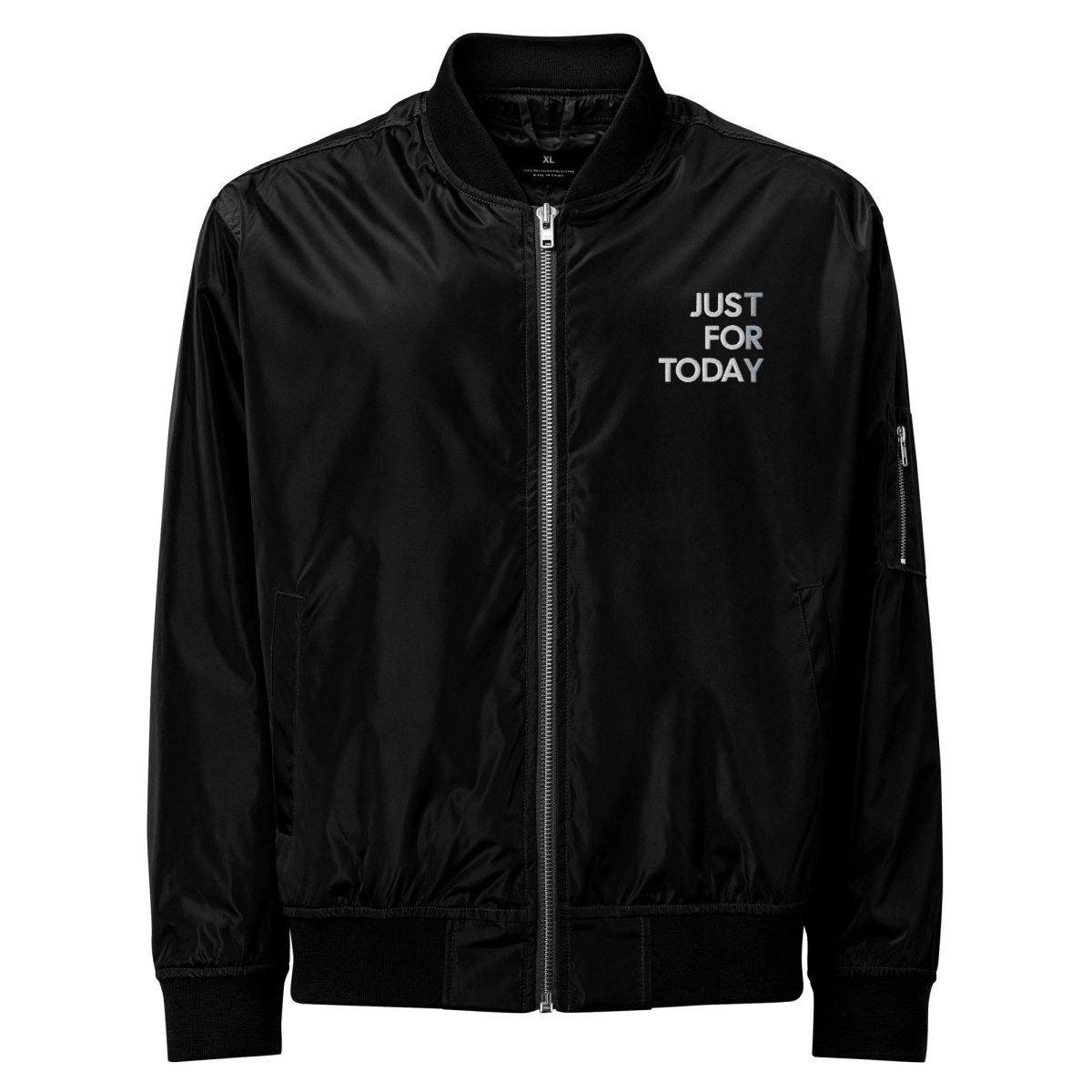 Just For Today Premium Embroidered Recycled Bomber Jacket - Eco-Friendly Fashion for Men & Women - Perfect for Casual Outings & Streetwear Style