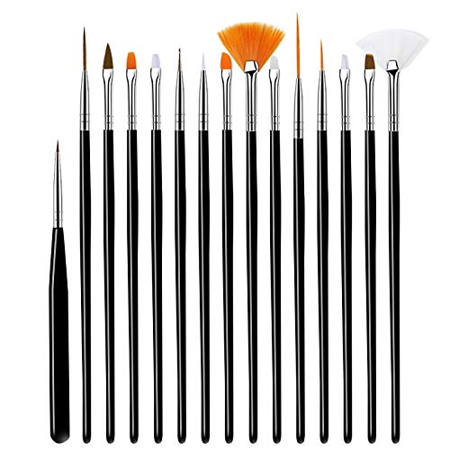 Professional 15-Piece Nail Art Brush Set for UV Gel Design, Dotting & Painting - White Salon Tools for DIY Manicures | Perfect for Home Nail Art & Professional Salon Use