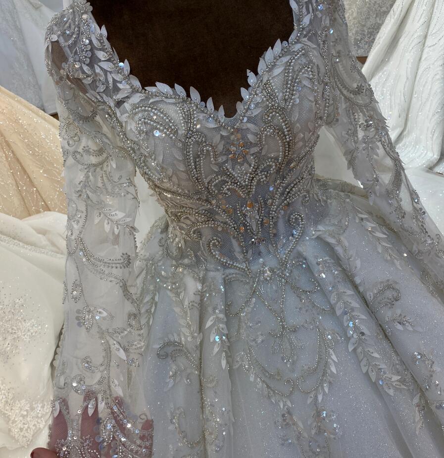 Elegant Lace Wedding Dress with Long Sleeves - Real Photos | Perfect for Church, Beach & Formal Weddings