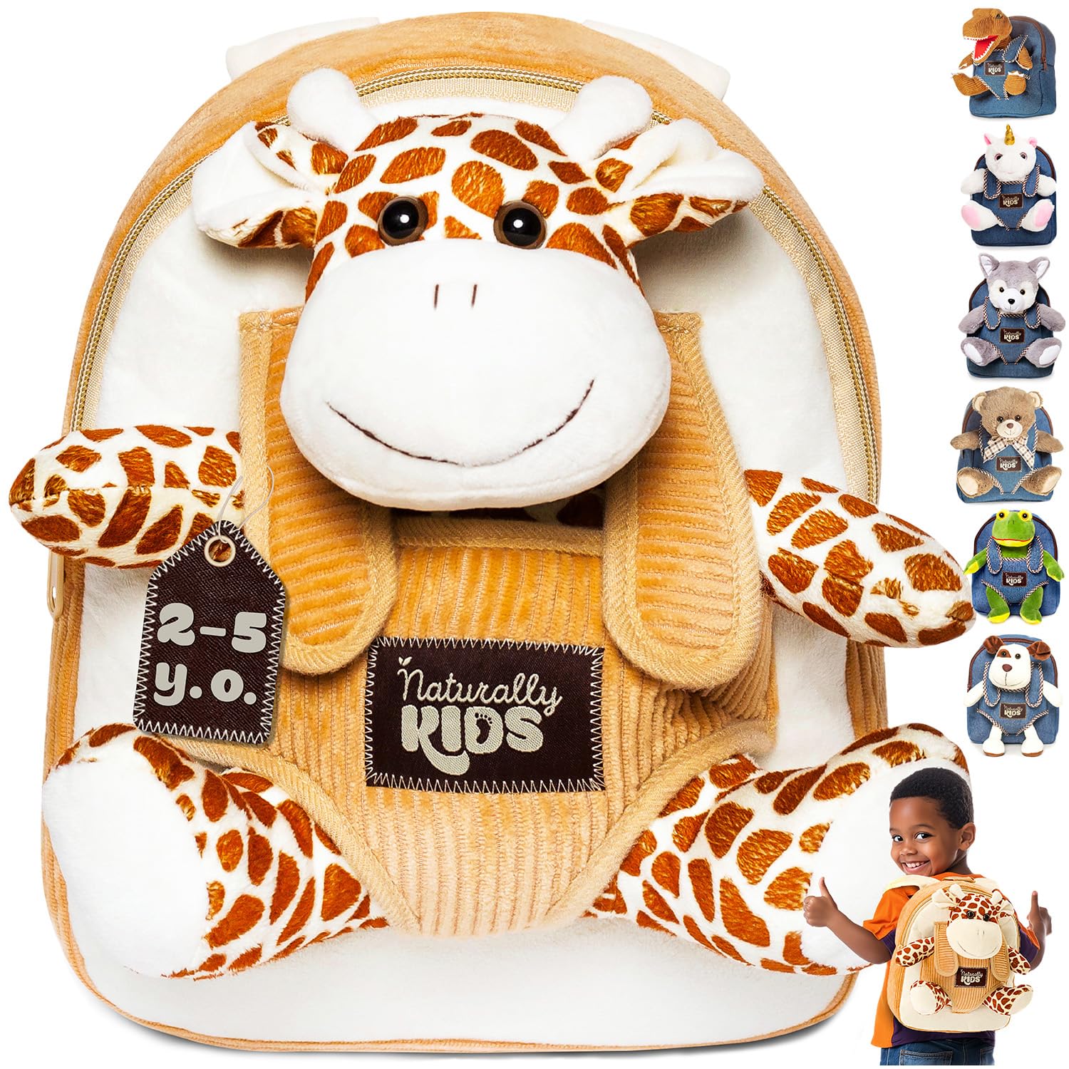 Giraffe Backpack for Kids 3-5 Years Old | Soft Stuffed Animal Toy & Cute Toddler Gift for Boys & Girls | Perfect for School, Travel & Playtime