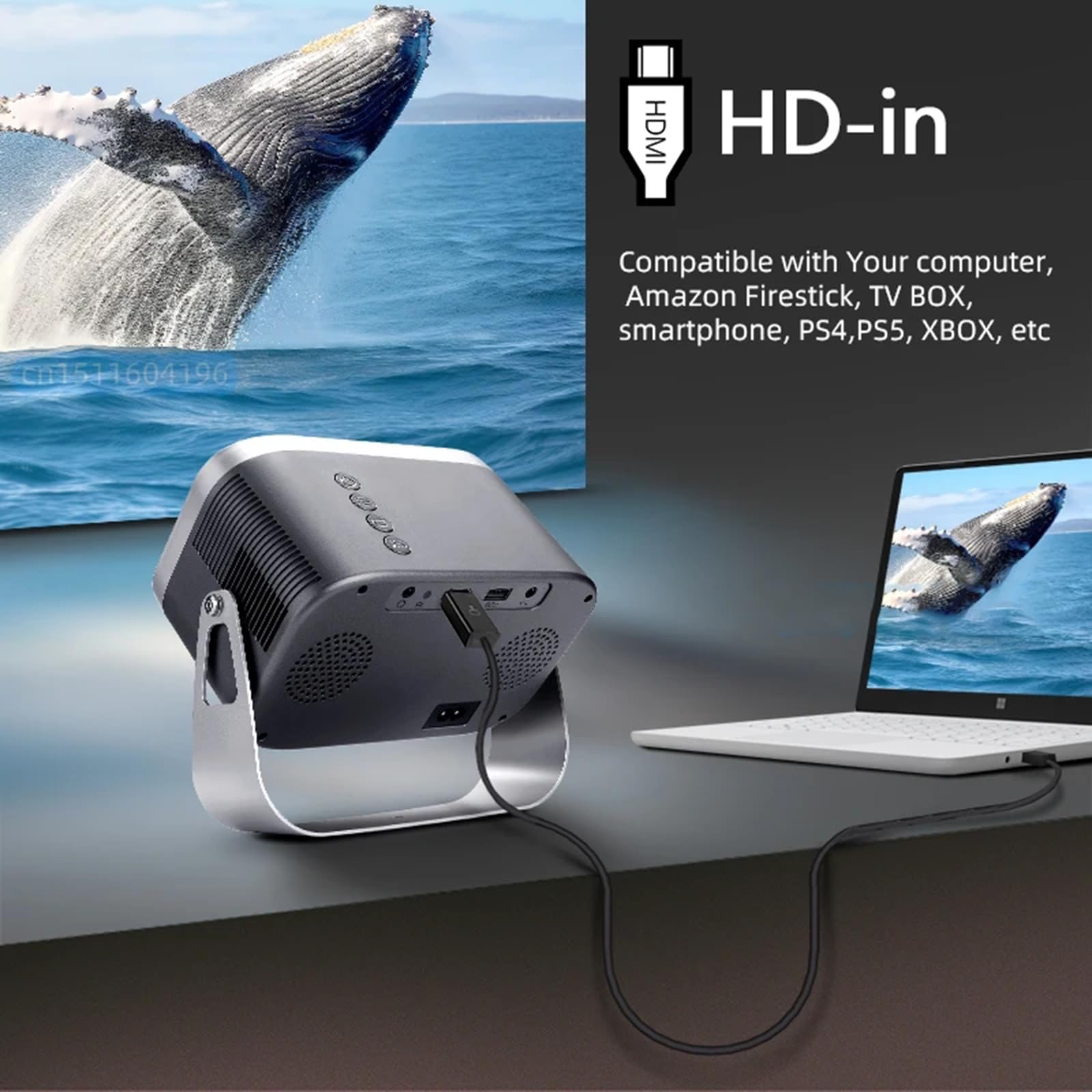 Mini Projector with Smart TV Sync - 4K LED Movie Projector, Portable WiFi Bluetooth Full HD 1080P Support for Android Phone - Perfect for Home Cinema, Travel, Camping & Outdoor Movie Nights