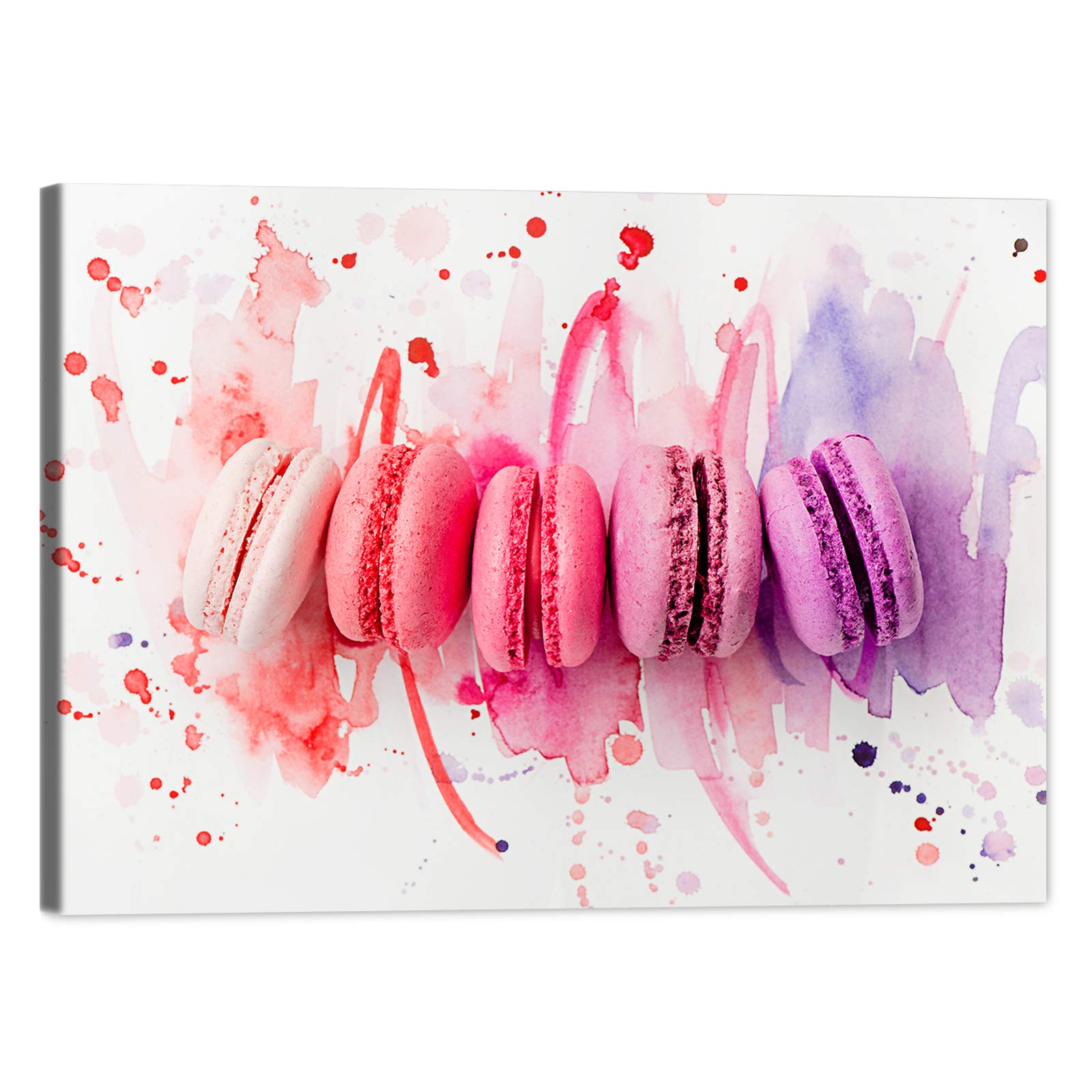 GUTTATY Colorful Macarons Canvas Wall Art - 28x40 Inch Framed Kitchen Decor Painting, Ready to Hang Food Artwork for Dining Room, Restaurant & Home Decoration | Perfect for Modern Kitchens, Cafés & Dining Areas