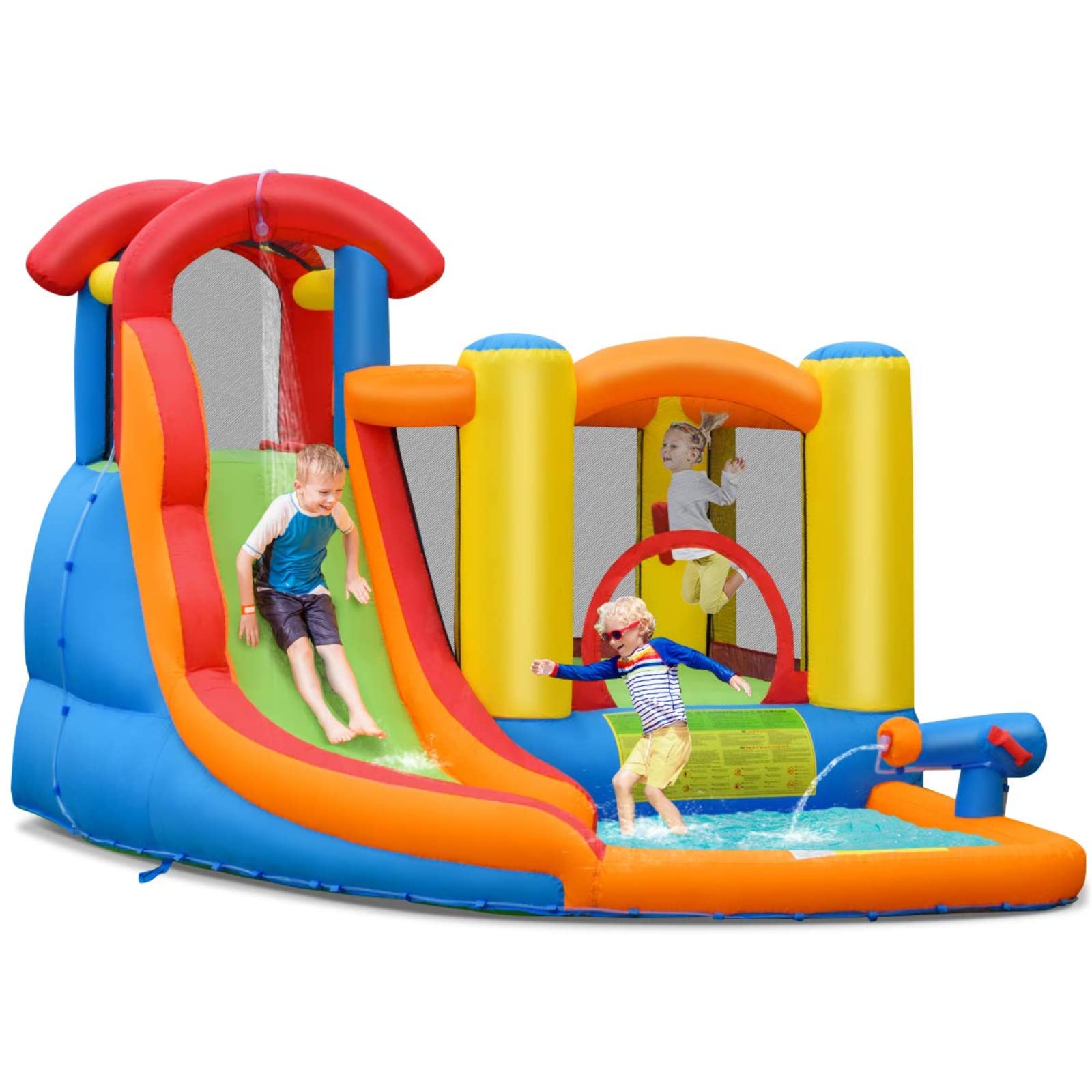 **BOUNTECH Inflatable Water Slide for Kids - Outdoor Bounce House with Waterslide, Splash Pool & Climbing Wall - Fun Backyard Party Gift for Toddlers, Boys & Girls - Perfect for Summer Parties, Birthdays & Family Gatherings**