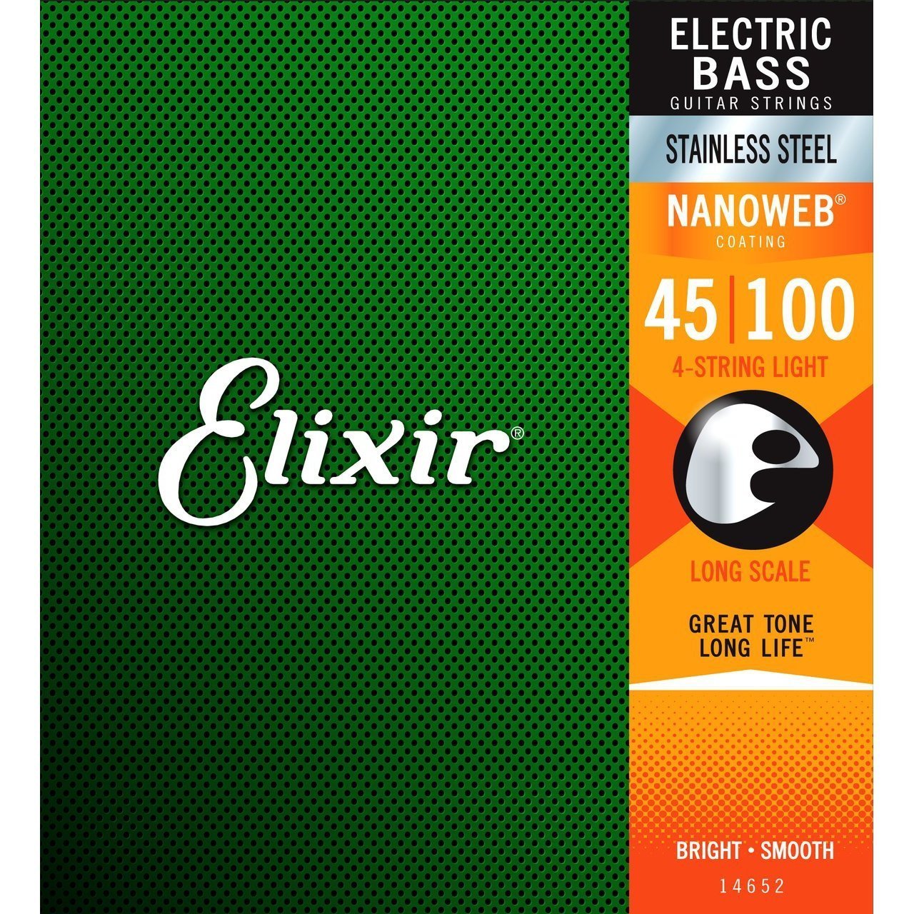 Elixir Nanoweb Stainless Steel Bass Guitar Strings - Light Gauge 45-100 for Enhanced Tone & Durability | Perfect for Studio Recording, Live Performances & Practice Sessions