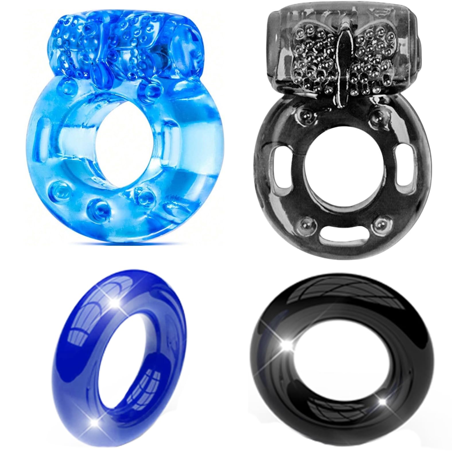 Vibrating Cock Ring - Silicone Penis Ring for G-Spot & Clitoral Stimulation, Enhances Erection for Longer & Stronger Performance - Adult Male Sex Toy (Blue & Black) - Perfect for Couples Play & Solo Pleasure