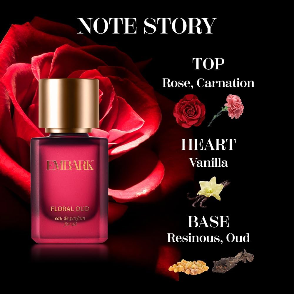 EMBARK OUD Floral Perfume for Men & Women | 50ml Premium Long-Lasting Oud Fragrance Oil | Perfect for Date Nights, Special Occasions & Daily Wear