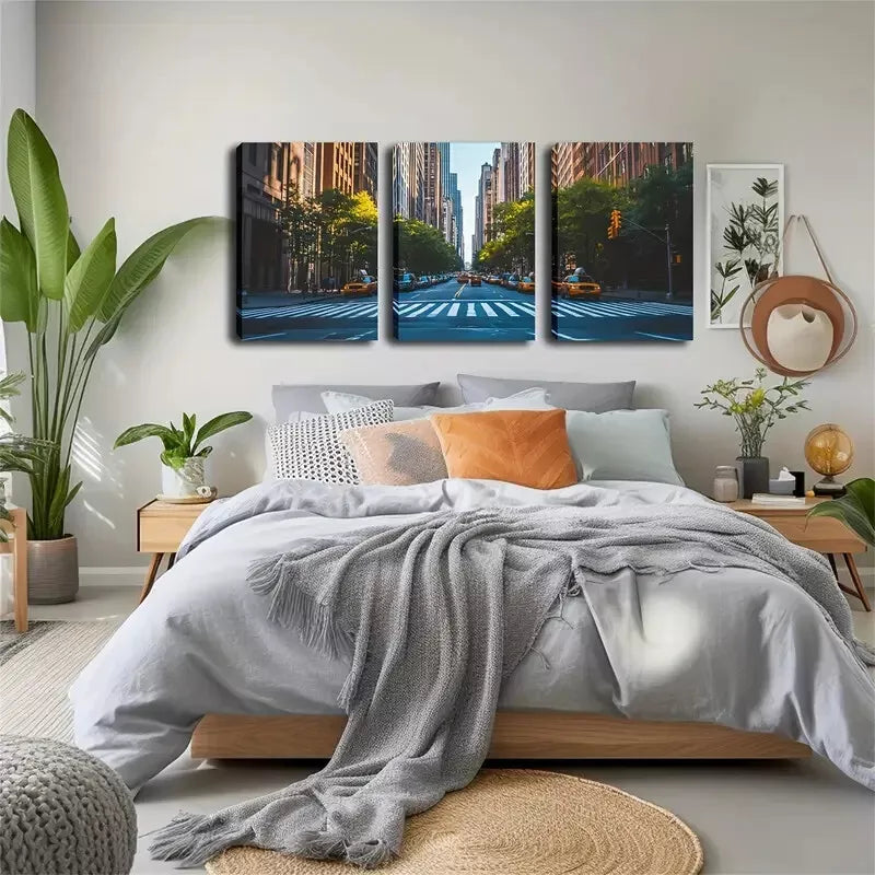 3-Piece City Road Zebra Crossing Wall Art Set - Framed Canvas 40x60cm - High Quality Print - 100% Australian Made - Ready to Hang - Perfect for Living Room, Bedroom & Office Decor