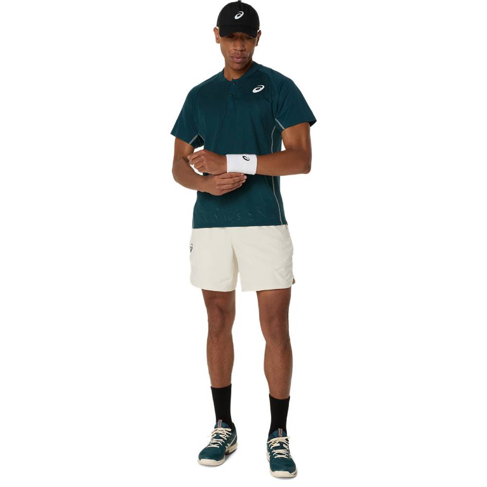 ASICS Men's Match Actibreeze Polo Shirt - Breathable Golf & Tennis Shirt with Moisture-Wicking Technology - Saxon Green - Ideal for Sports, Casual Wear & Outdoor Activities