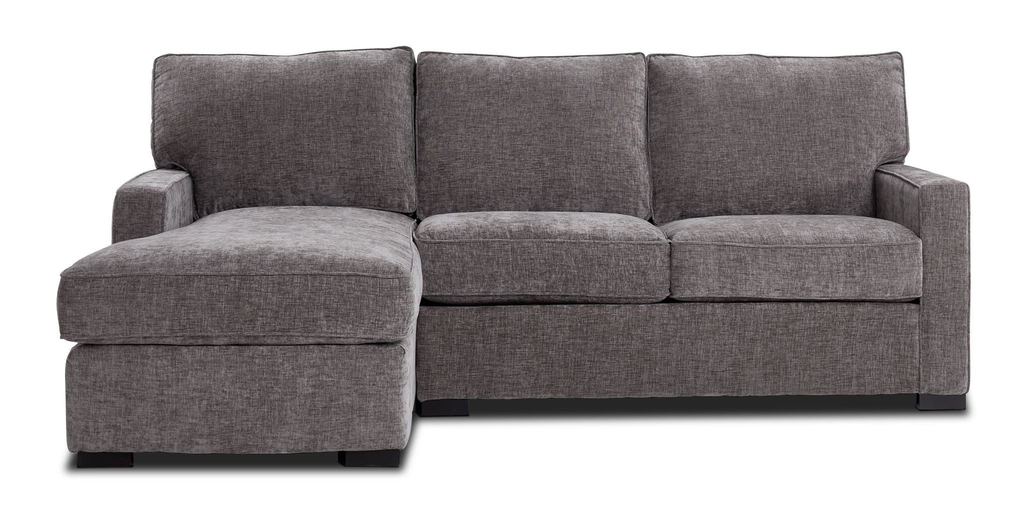 Charlotte 2-Piece Left Facing Chaise Sectional Sofa in Pewter Gray - Perfect for Living Rooms, Apartments & Small Spaces