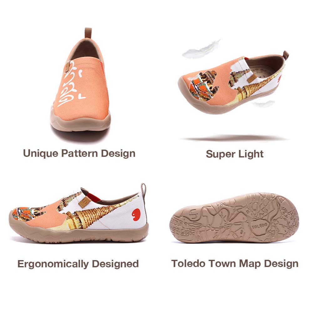 UIN Women's Slip On Canvas Sneakers - Lightweight Casual Walking Shoes with Thailand Greeting Art Design (Sawadee) - Perfect for Travel, Beach & Everyday Wear - Size 36