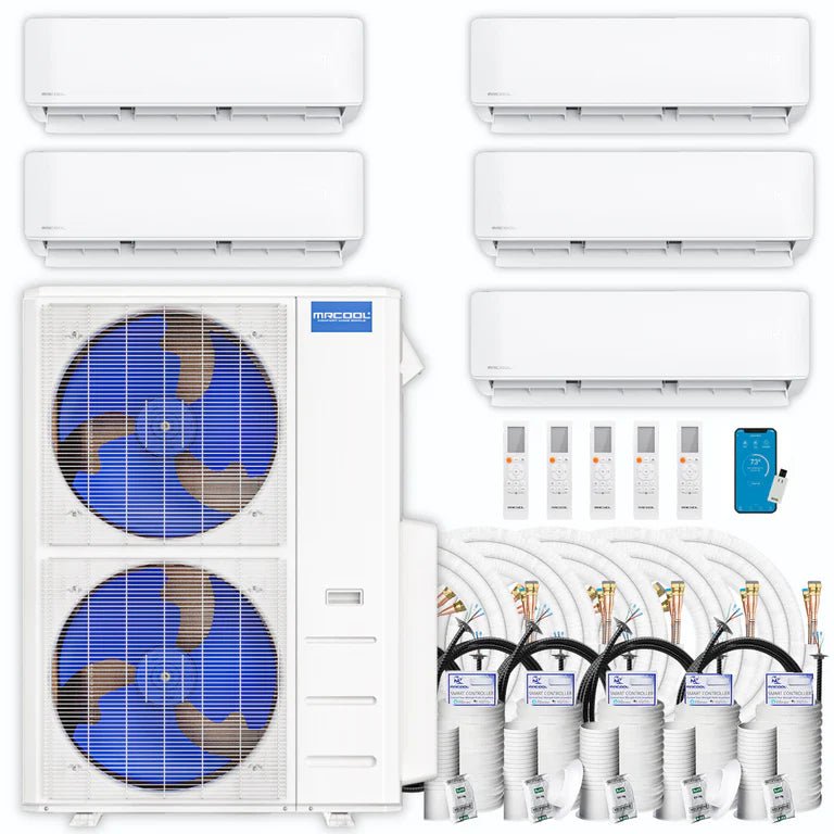 MRCOOL DIY 4th Gen 48,000 BTU 5-Zone Ductless Mini Split AC & Heat Pump - 21 SEER (9K+9K+9K+12K+12K) for Home, Office, and Multi-Room Cooling & Heating