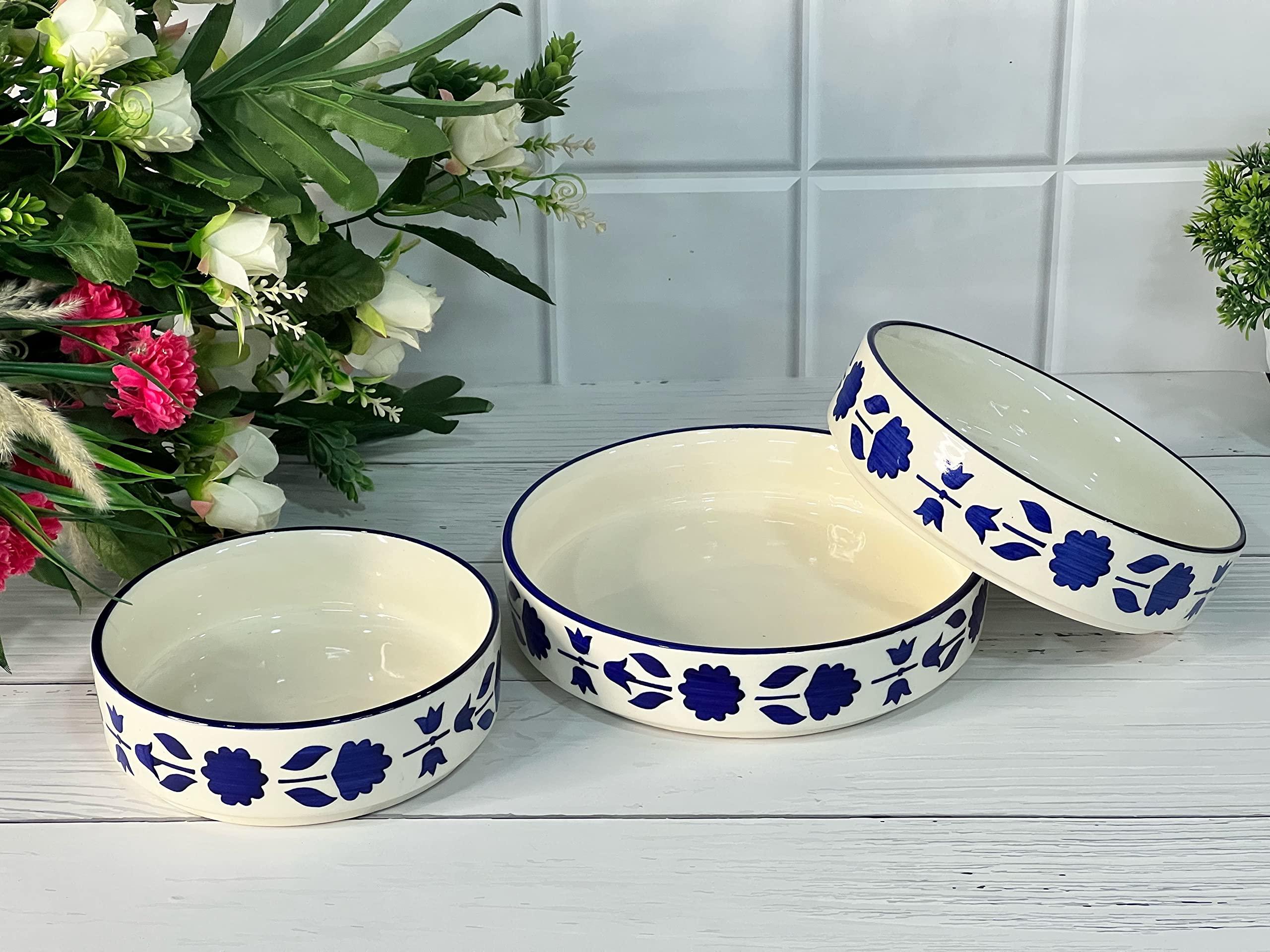 Praahi Lifestyle 3-Piece Ceramic Salad Bowl Set - 5.5