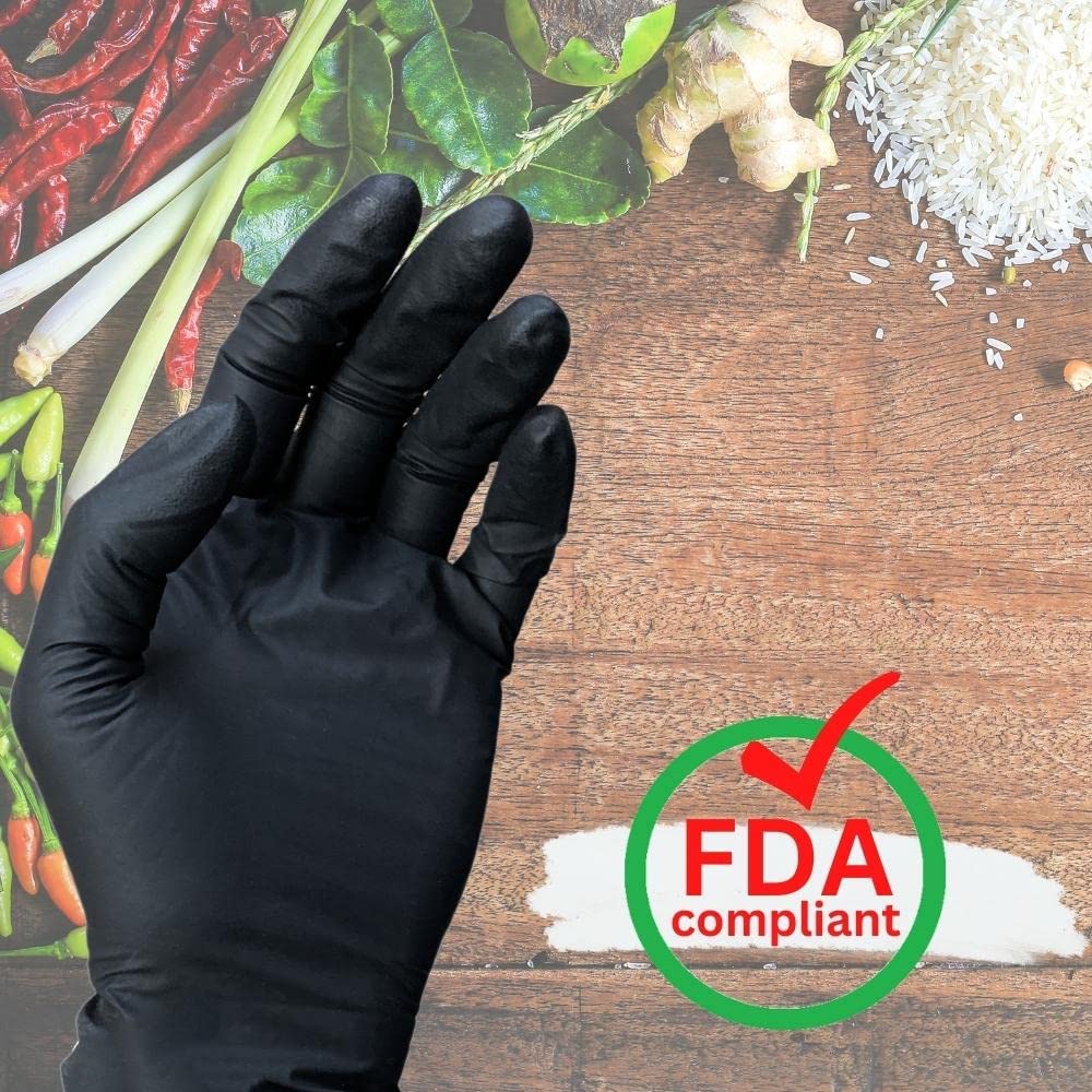Premium Black Nitrile Gloves - Latex-Free, Powder-Free Disposable Gloves (4 Mil Thick, 2XL, Pack of 2000) for Medical, Food Service & Industrial Use