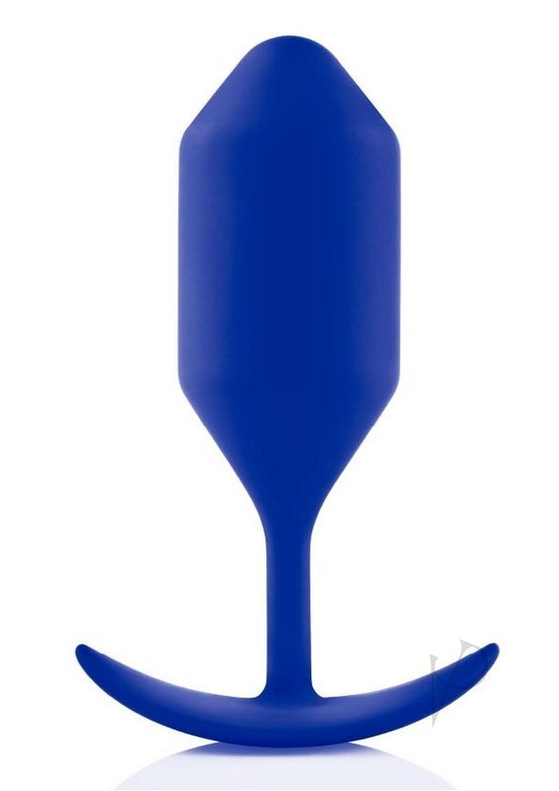 B Vibe Snug Plug 4 - Weighted Silicone Anal Plug for Men & Women, Navy Blue - Perfect for Beginners & Advanced Users, Comfortable Wear All Day & Night