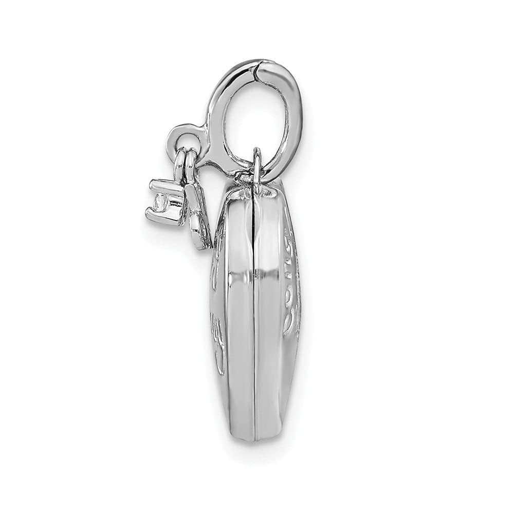 925 Sterling Silver Rhodium Plated Heart Locket Pendant with Cubic Zirconia - Perfect 16th Birthday Gift for Daughter, Sweet 16 Jewelry Present - Great for Prom, Graduation & Special Occasions