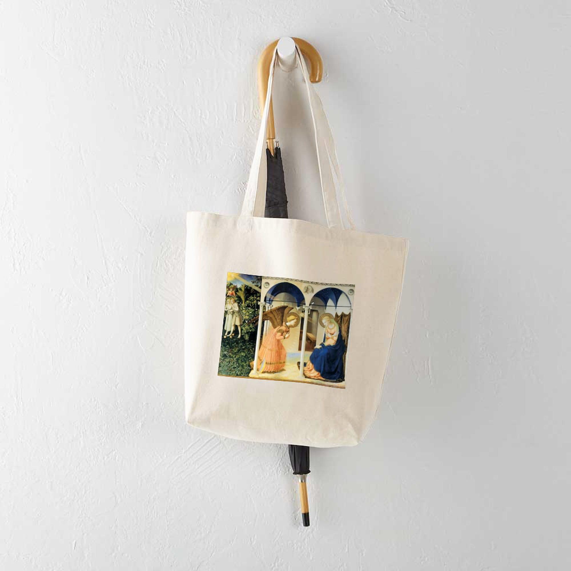 Fra Angelico The Annunciation Tote Bag - Natural Canvas Reusable Shopping Bag for Groceries, Beach & Everyday Use