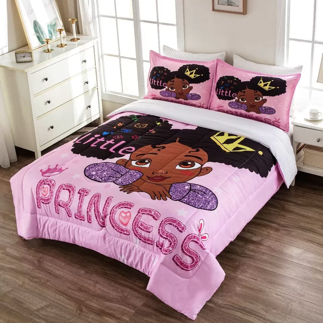 Black Girl Magic Comforter Set Full - Afro Melanin Bedding for African American Girls, Cute Black Girl Bedroom Decor - Perfect for Princess Themed Rooms & Teen Girls' Bedroom Makeovers