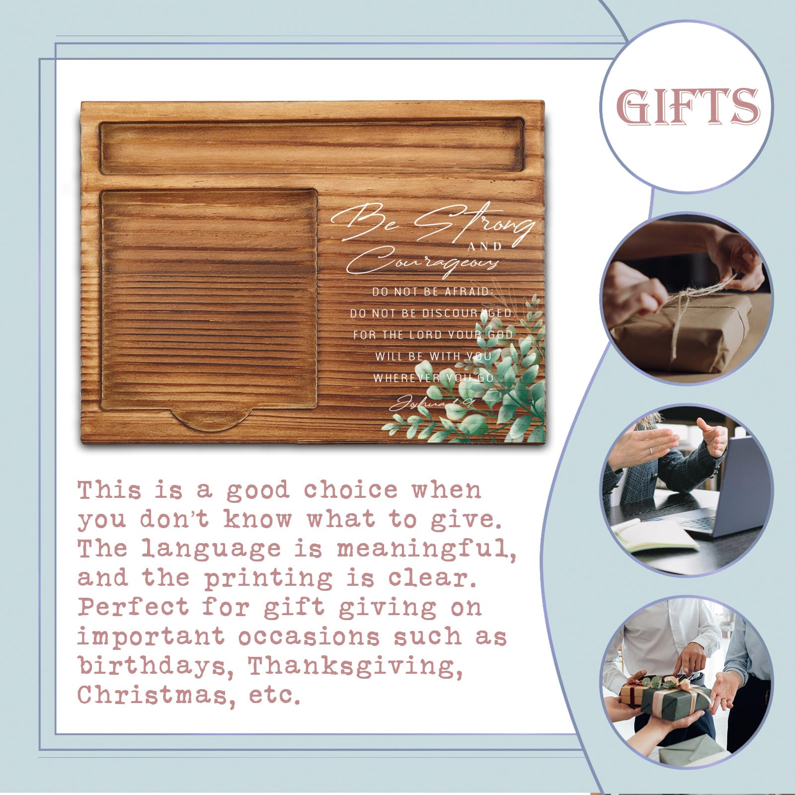 Joshua 1:9 Bible Verse Sticky Note Holder - Christian Desk Decor & Inspirational Gift for Women, Men, Coworkers, Employees - Self-Stick Note Pad Holder with Scripture - Perfect for Office, Prayer Room & Home Decor