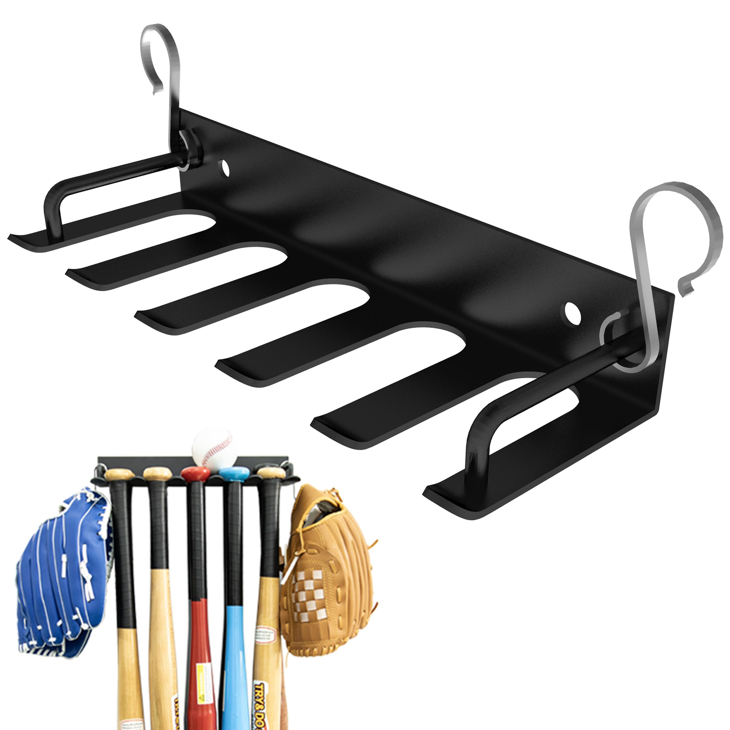 YOUSTOO Heavy Duty Baseball Bat Wall Mount - Holds 10 Baseball/Softball Bats, Dugout Fence & Garage Bat Organizer Rack - Perfect for Home, Team Dugouts & Sports Equipment Storage