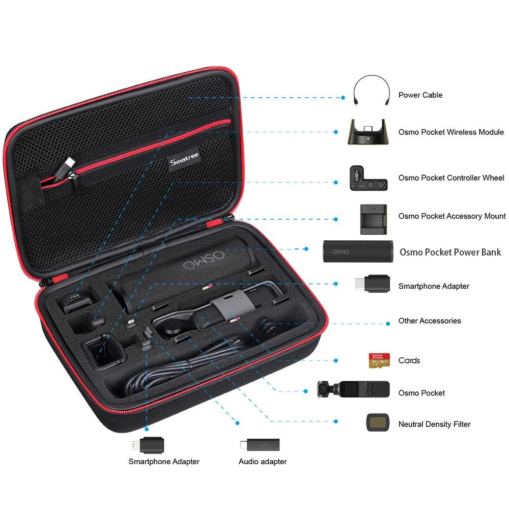 Smatree 3.6L Hard Protective Carrying Case for DJI Osmo Pocket 2 & Osmo Pocket - Waterproof Travel Storage Box with Charging Case | Perfect for Vlogging, Travel, and Outdoor Adventure Photography