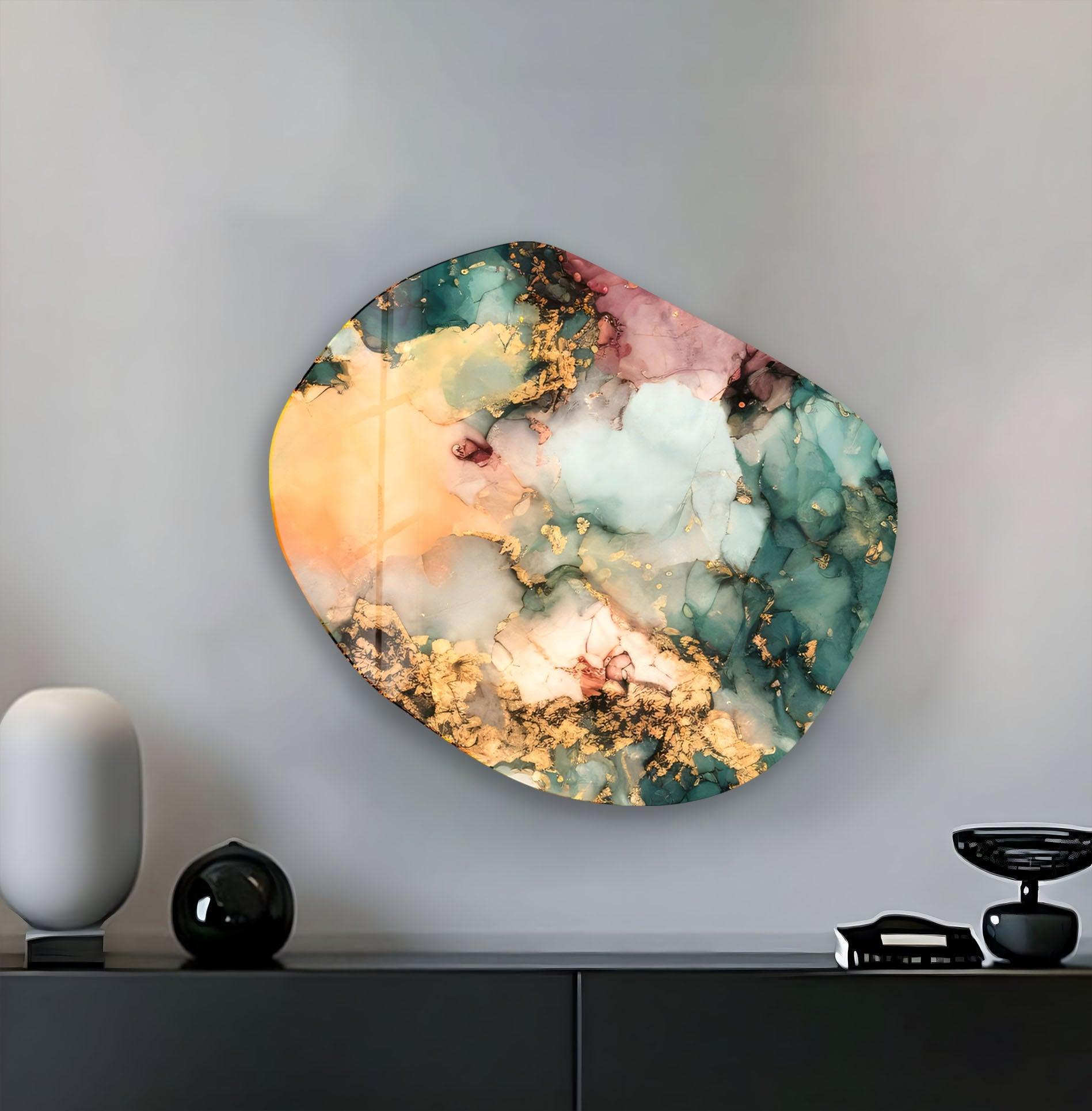 Abstract Yellow Tinted Glass Wall Art - Modern Home Decor for Living Room, Bedroom & Office